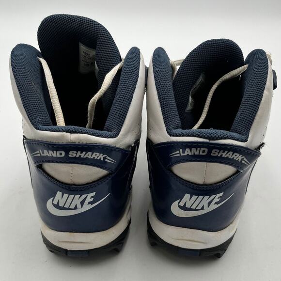 Nike Land Shark Mid Football Cleats Mens Size 12 White Navy Blue 318728-141 - Picture 4 of 13
